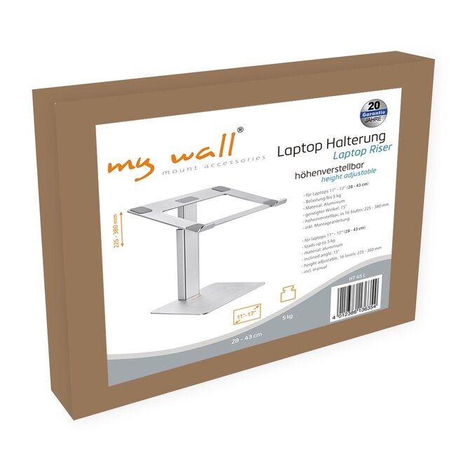 My Wall notebookstandaard | verstelbare hoogte | aluminium