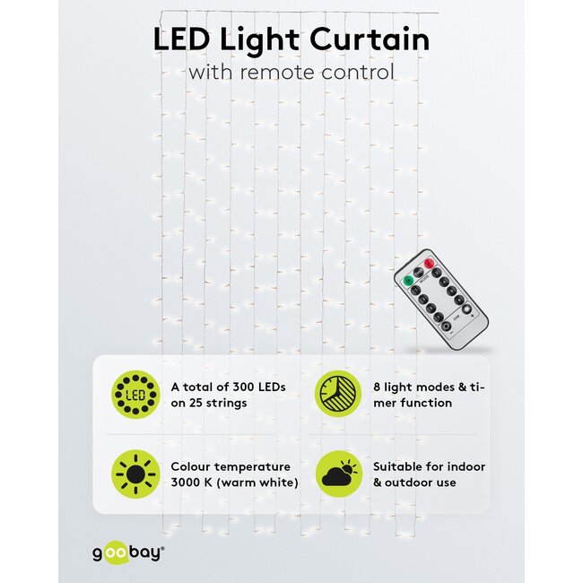 Goobay Light Curtain with 300 LEDs