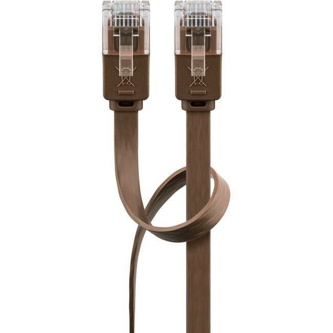 Goobay CAT 6 Flat Patch Cable, U/UTP, dark brown 15 m