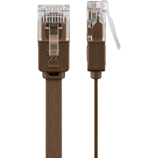 Goobay CAT 6 Flat Patch Cable, U/UTP, dark brown 15 m