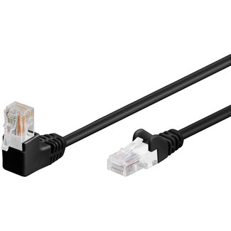 Goobay Goobay CAT 5e Patch Cable 1x 90° Angled, U/UTP, black 10 m