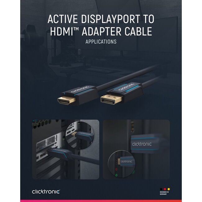 Clicktronic Active DisplayPort to HDMI Adapter Cable 10 m