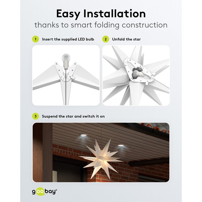Goobay LED Christmas Star 3D, Ø 56 cm, with Mains Cable