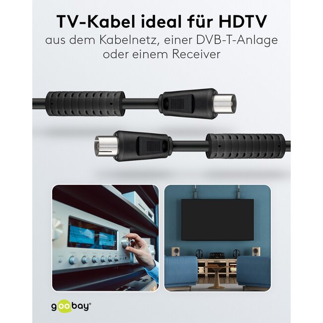 Goobay Antenna Cable with Ferrite (80 dB), Double Shielded 3.5 m