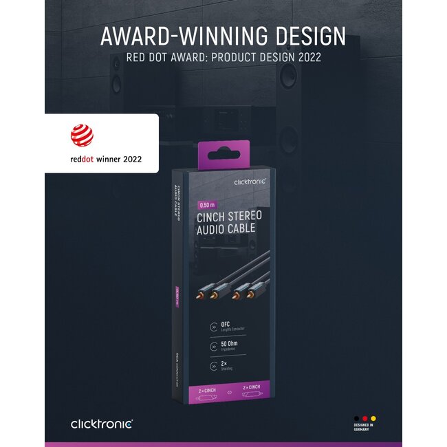 Clicktronic Cinch Stereo Audio Cable 0.5 m