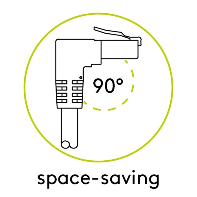 Goobay CAT 6 Patch Cable 1x 90° Angled, S/FTP (PiMF), black 10 m