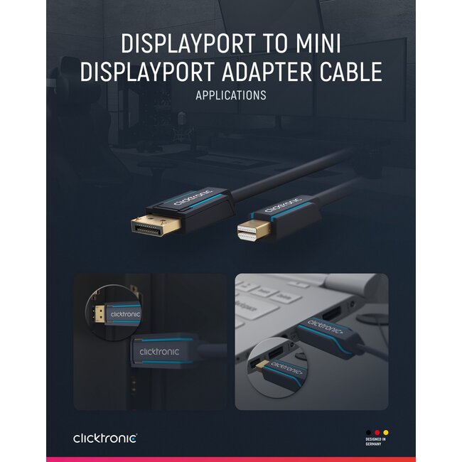 Clicktronic DisplayPort to Mini DisplayPort Adapter Cable 1 m
