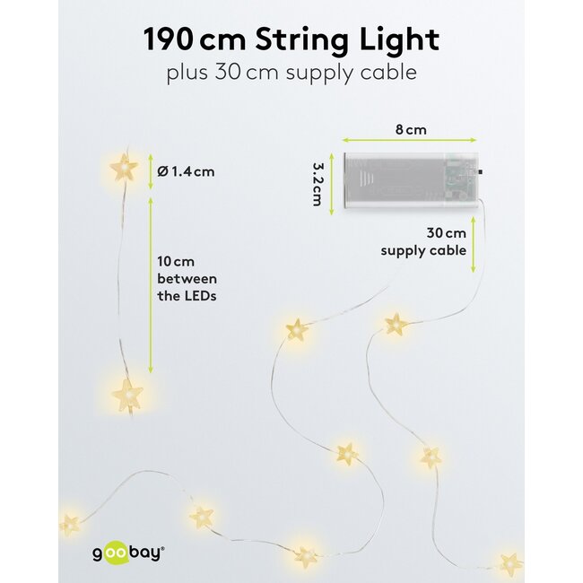 Goobay 20 LED Silver Wire Fairy Lights "Stars"