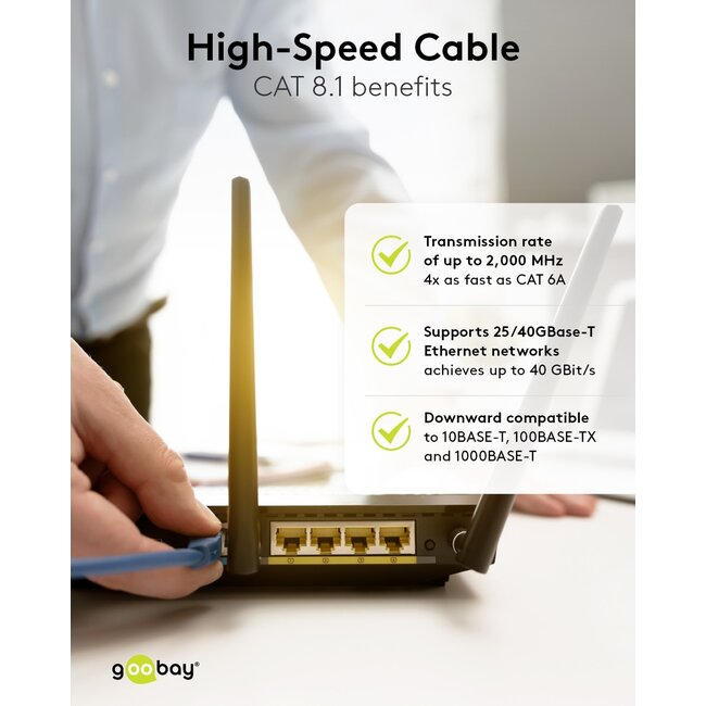 Goobay CAT 8.1 S/FTP patch cord, AWG 26, black 5 m