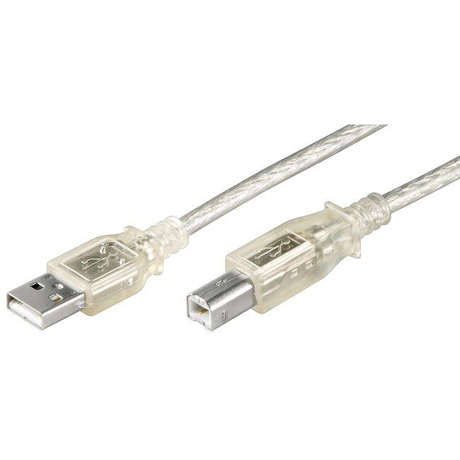 Goobay USB-A to USB-B Cable, 1 m, transparent