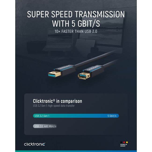 Clicktronic USB-A Extension Cable 3 m