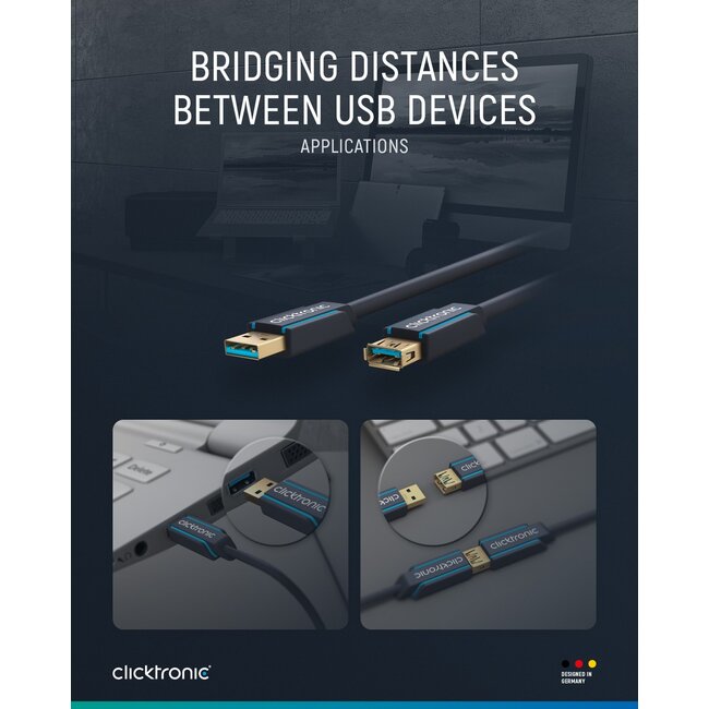 Clicktronic USB-A Extension Cable 3 m