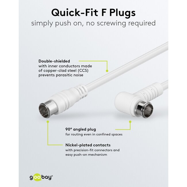Goobay Angled SAT Antenna Cable (80 dB), Double Shielded 3.5 m