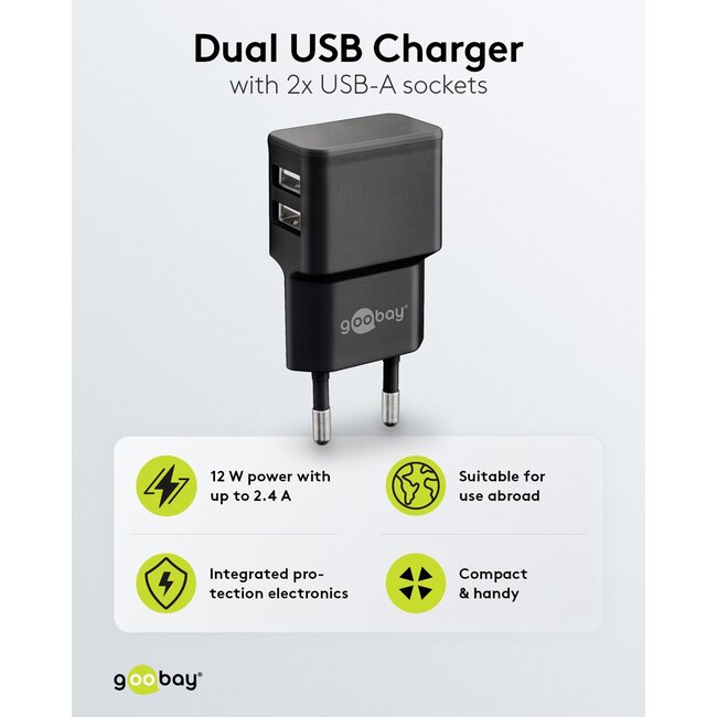 Goobay 12 W Dual Micro USB Charger Set