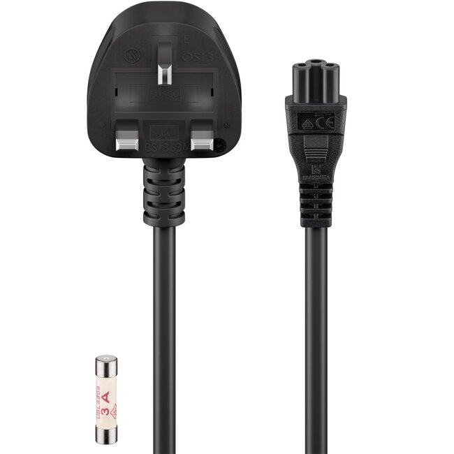 Goobay Mains Cable UK, 1.8 m, black, (3*0.75 mm²)