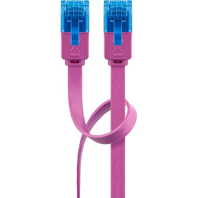 Goobay CAT 6 A Flat Patch Cable U/UTP, magenta 0.5 m