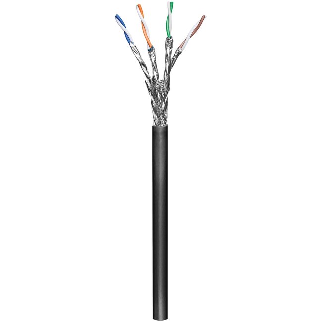 Goobay CAT 6 outdoor network cable, S/FTP (PiMF), black 100 m