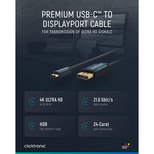 Clicktronic USB-C to DisplayPort Adapter Cable 1 m