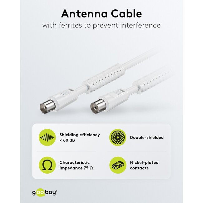 Goobay Antenna Cable with Ferrite (80 dB), Double Shielded 7.5 m