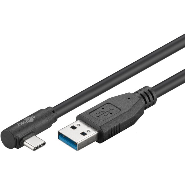 Goobay USB-C to USB-A Cable 90°, 1 m, black