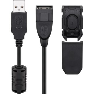 Goobay Goobay USB-A Extension Cable with Fastening Clip, 2 m, black