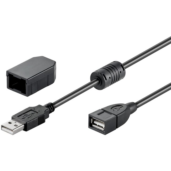 Goobay USB-A Extension Cable with Fastening Clip, 2 m, black