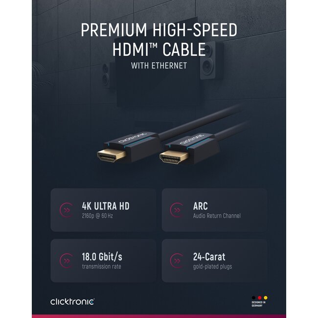 Clicktronic Premium High Speed HDMI Cable with Ethernet 5 m