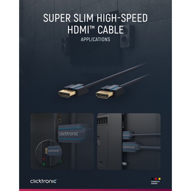 Clicktronic Ultra-Slim High Speed HDMI Cable with Ethernet 1.5 m