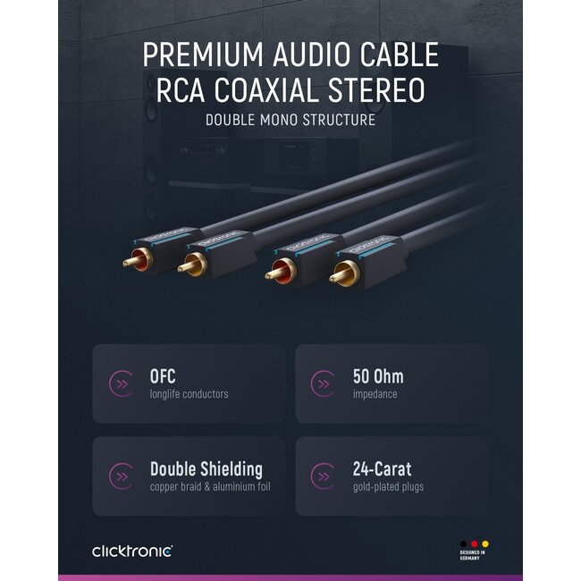Clicktronic Cinch Stereo Audio Cable 1 m