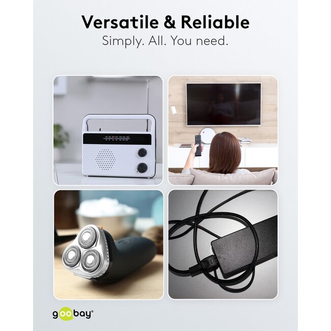 Goobay Connection Cable with Europlug, 1.3 m, black, (2*0.75 mm²)