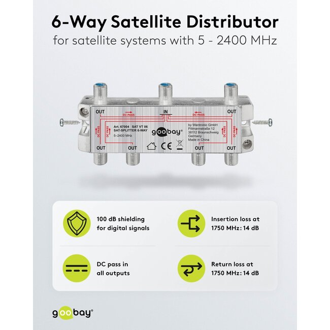 Goobay SAT Distributor, 6-way