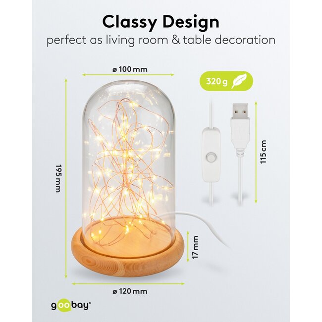 Goobay Glass Bell with Micro LED Light Chain