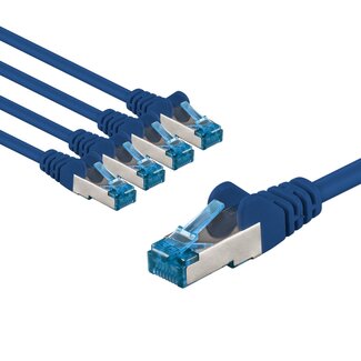 Goobay Goobay CAT 6 A Patch Cable S/FTP (PiMF), 5 m, blue, Set of 5