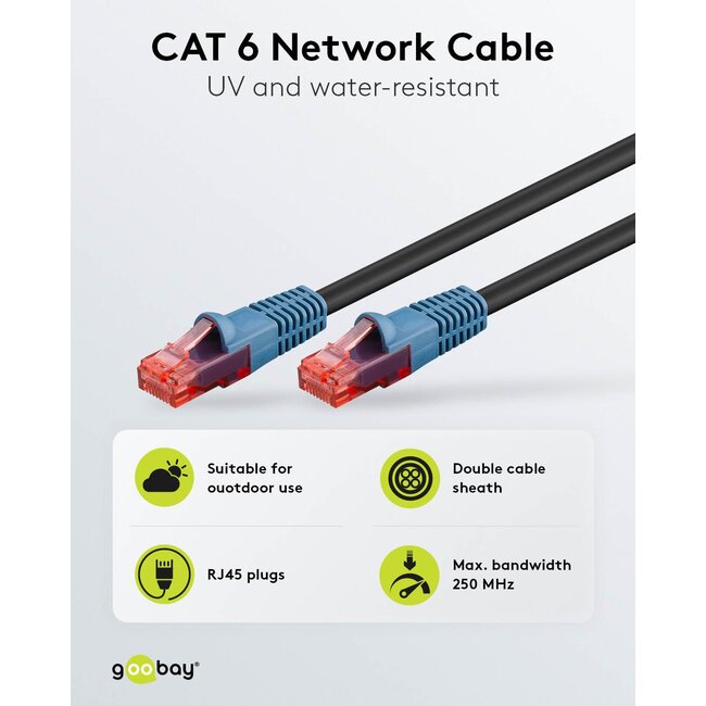 Goobay CAT 6 Outdoor Patch Cable, U/UTP, black 40 m