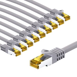 Goobay Goobay RJ45 Patch Cord CAT 6A S/FTP (PiMF), 500 MHz, with CAT 7 Raw Cable, 5 m, grey, Set of 10