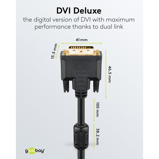 Goobay DVI-D Full HD Cable Dual Link, gold-plated 1.8 m