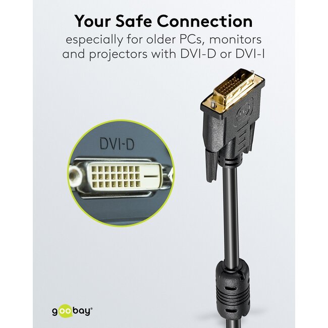 Goobay DVI-D Full HD Cable Dual Link, gold-plated 1.8 m