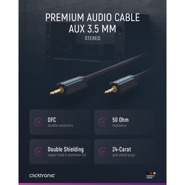 Clicktronic 3.5 mm AUX Cable, Stereo 3 m
