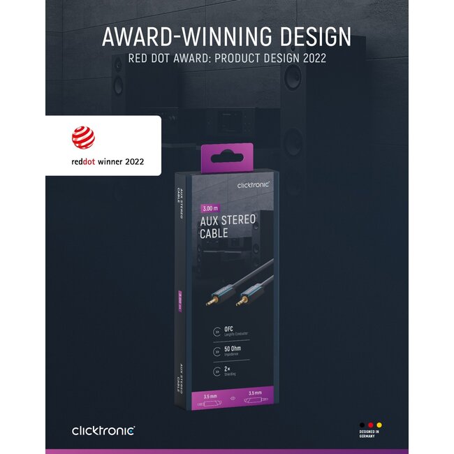 Clicktronic 3.5 mm AUX Cable, Stereo 3 m