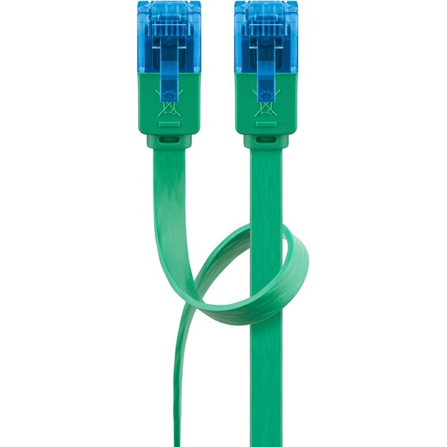 Goobay CAT 6 A Flat Patch Cable U/UTP, Green 1 m
