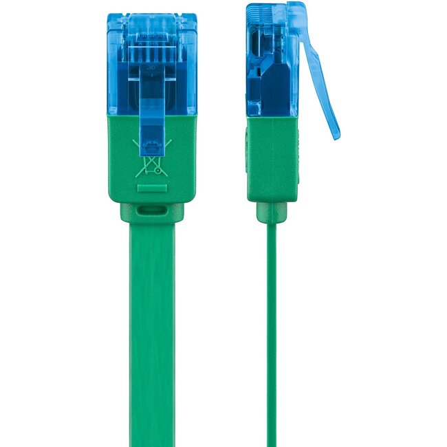 Goobay CAT 6 A Flat Patch Cable U/UTP, Green 1 m