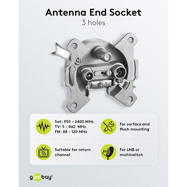 Goobay 3-Hole Antenna Stub/End Socket