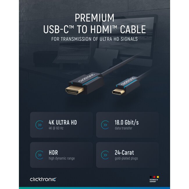 Clicktronic USB-C to HDMI Adapter Cable 1 m