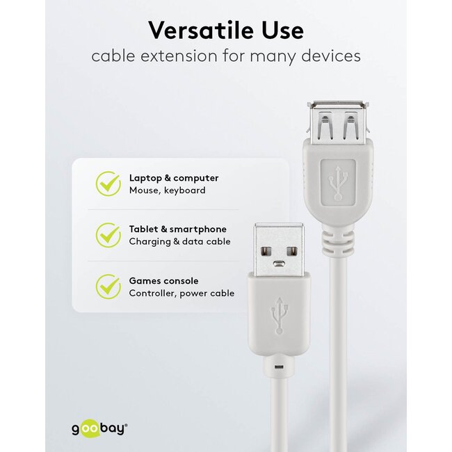 Goobay USB-A Extension Cable, 0.6 m, grey