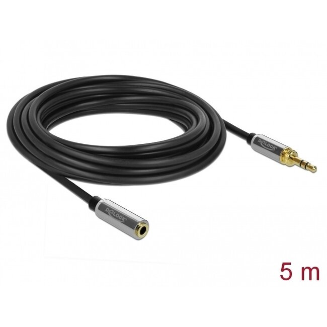 Delock 3,5mm Jack verlengkabel met schroefbare 6,35mm Jack adapter | 5 meter