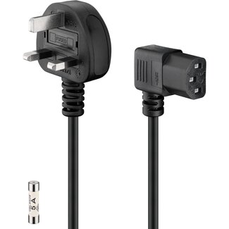 Goobay Goobay IEC Cord UK 90°, 2 m, black, (3*1 mm²)