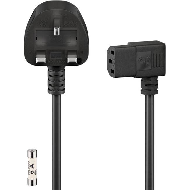 Goobay IEC Cord UK 90°, 2 m, black, (3*1 mm²)