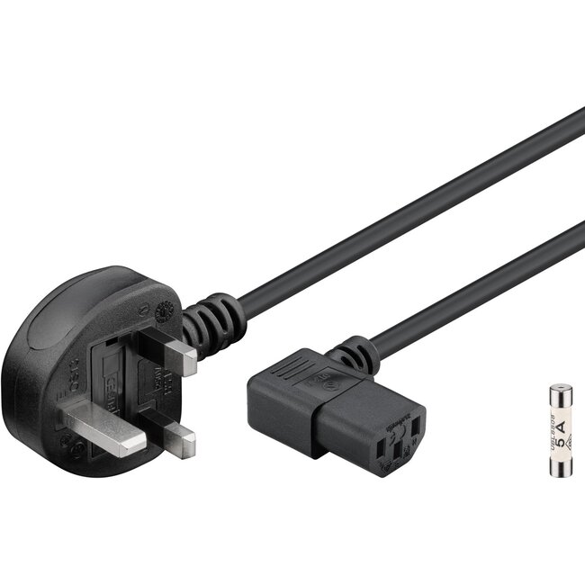 Goobay IEC Cord UK 90°, 2 m, black, (3*1 mm²)