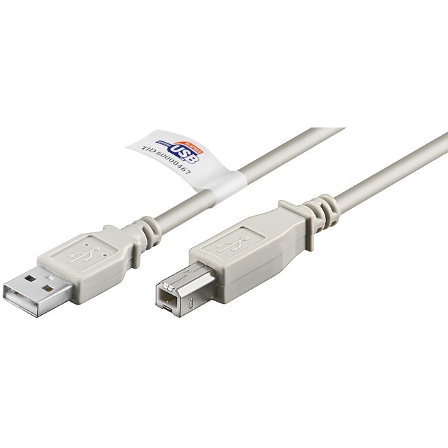 Goobay USB-A to USB-B Cable, Certified,2 m, grey