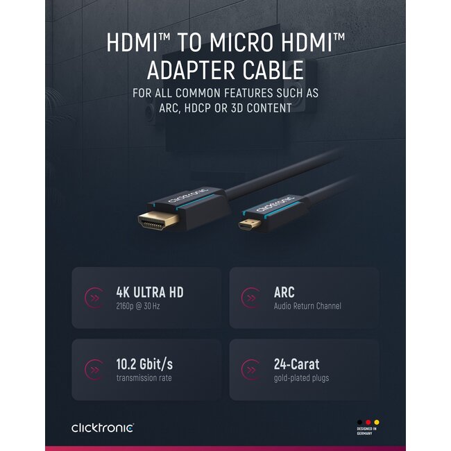 Clicktronic HDMI to Micro HDMI Adapter Cable 2 m